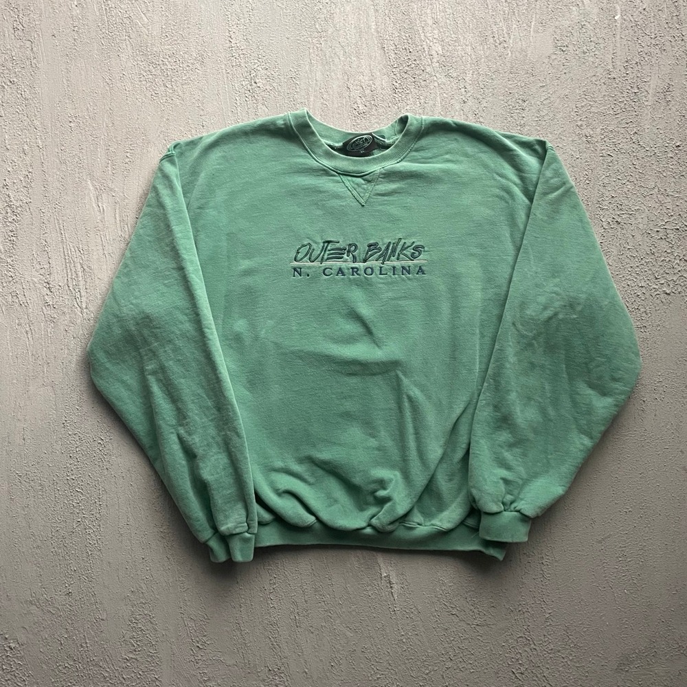 Vintage Outer Banks N. Carolina Sweatshirt Mens XL Green 90s Exist Sports Line